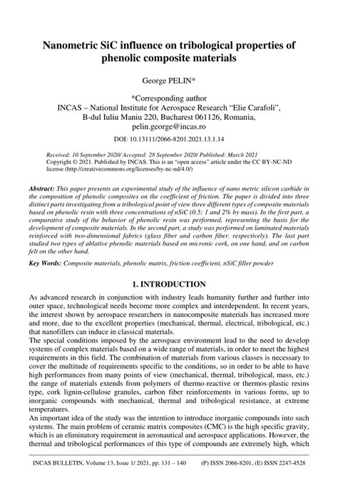 Pdf Nanometric Sic Influence On Tribological Properties Of Phenolic