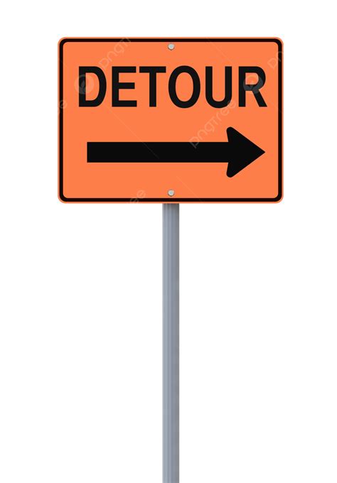 Detour Road Sign One Way Caution Isolated Direction Png Transparent