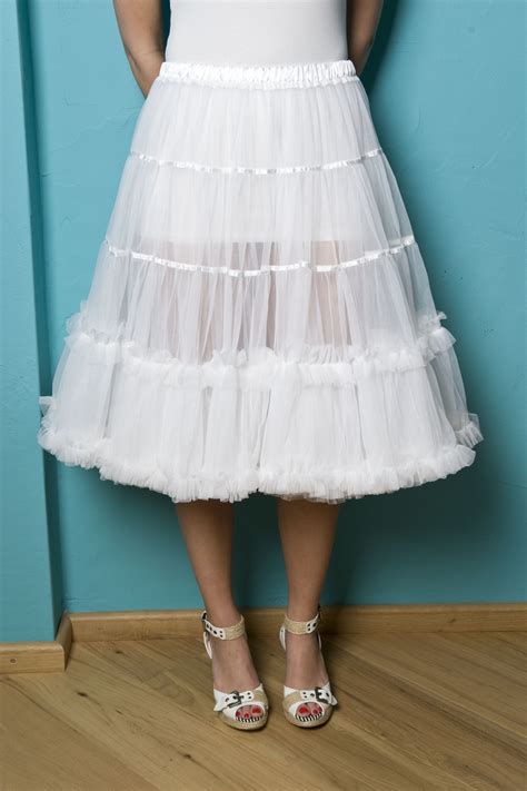 50s Petticoat Luxurious Mesh Satin White