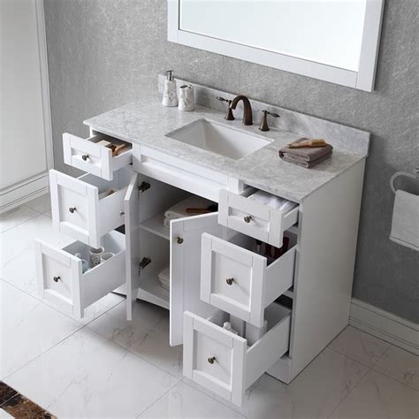 They will make your bathroom look bigger. Virtu USA Elise 48 inch Single Sink White Vanity with Carrara White Marble Countertop with ...