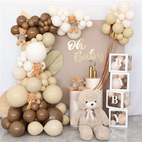 Buy Teddy Bear Baby Shower Balloon Boxes Brown Garland Kit Arch Nude