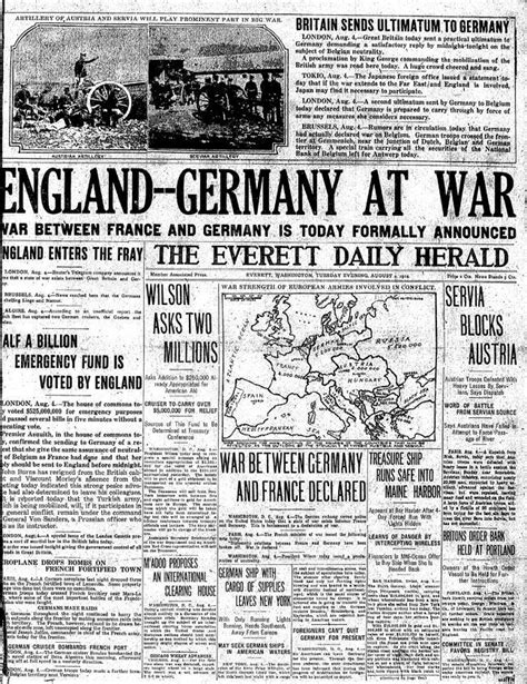 August 4 1914 England Declares War On Germany World War I World War One World War