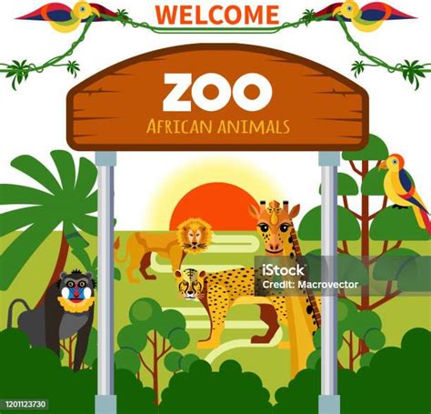 Poster Kebun Binatang Ilustrasi Stok Unduh Gambar Sekarang Gerbang