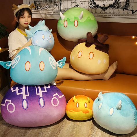 Genshin Impact Slime Plush Toy Element Anemo Electro Pyro Cryo Hydro Geo Dendro Soft Pillow