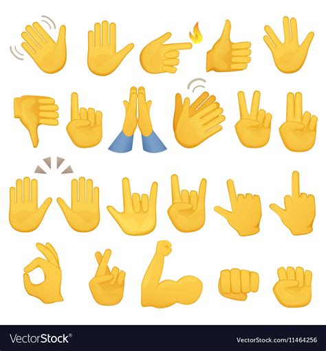 Set Of Hands Icons And Symbols Emoji Hand Icons Vector Image