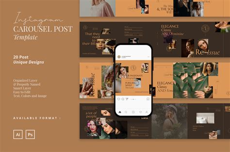 Classy And Elegant Instagram Carousel Post Template On Yellow Images