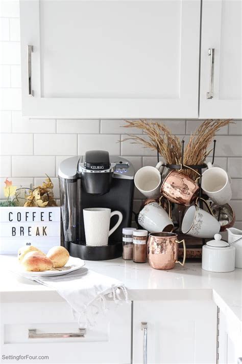 An Elegant Kitchen Coffee Bar Idea For Fall Setting For Four
