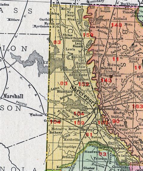 Caddo Parish Louisiana 1911 Map Rand Mcnally Shreveport Belcher
