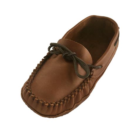Mens Extra Wide Width Fit Genuine Leather Soft Sole Moccasin Slippers
