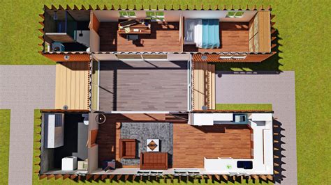Sch X Ft Container Home Plan With Breezeway Eco Home Designer
