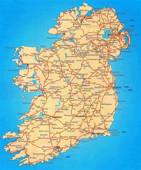 Large Scale Road Map Of Ireland Ireland Europe Mapsland Maps Of