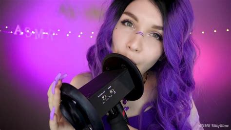kitty klaw asmr purple licking and mouth sounds