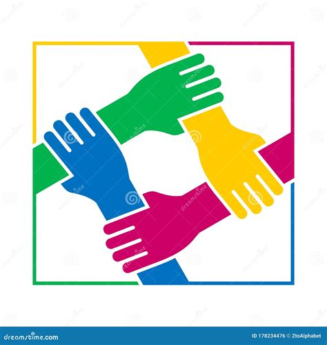 Four Hands Joined Together Logo Stock Vector Illustration Of