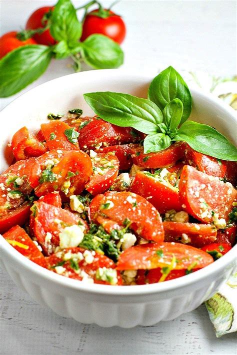 Tomato Basil And Feta Salad Recipe Summer Salads Salad Dishes