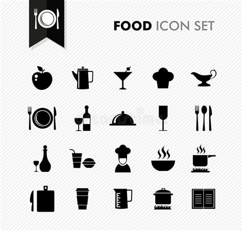 Fresh Food Restaurant Menu Icon Set Stock Vector Illustration Of