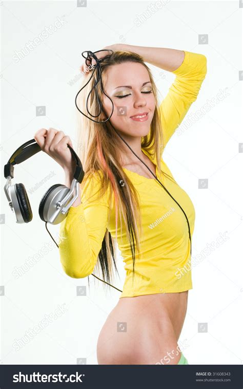 Sexy Girl With Headphones With Bare Hips Stock Photo Shutterstock