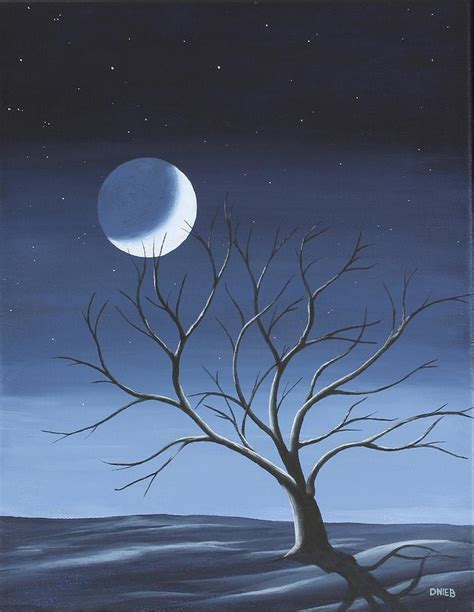 Crescent Moon Painting By Dan Niebrzydowski Pixels