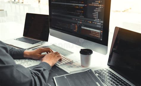 Asian Man Working Code Program Developer Computer Web Development