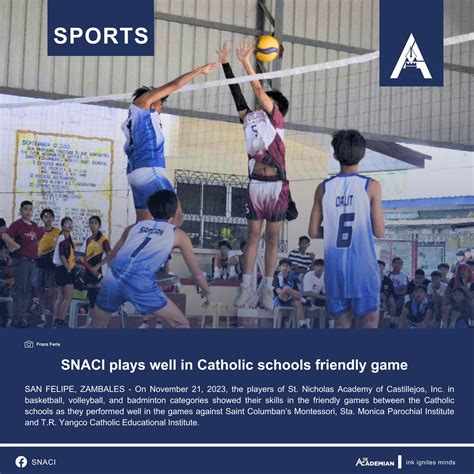 SNACI - 𝗦𝗡𝗔𝗖𝗜 𝗽𝗹𝗮𝘆𝘀 𝘄𝗲𝗹𝗹 𝗶𝗻 𝗖𝗮𝘁𝗵𝗼𝗹𝗶𝗰 𝘀𝗰𝗵𝗼𝗼𝗹𝘀 𝗳𝗿𝗶𝗲𝗻𝗱𝗹𝘆 𝗴𝗮𝗺𝗲...