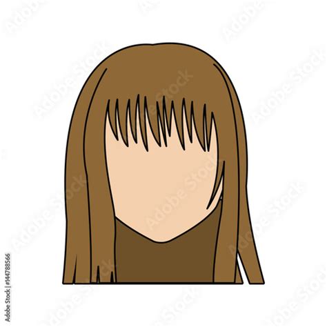 Head Of Woman With Long Straight Hair Cartoon Icon Image Vector