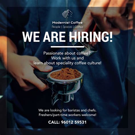 We Are Hiring Poster For Modernist Coffee Photography And Design Done