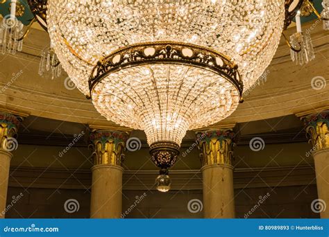 Us Capitol Building Underground Crypt Chandelier Architecture In Stock