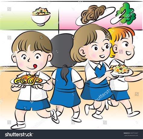 School Kids Canteen Buy Foods Vector De Stock Libre De Regalías