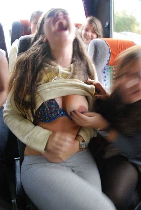 Get Her Tits Fondled And Posing Almost Topless Inside A Bus