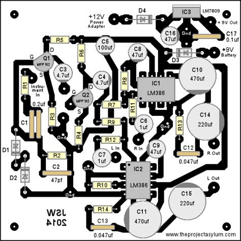 350 studio amplifier circuit scheme and pcb layout amplifier. Electric Bass / Guitar Headphone Amp Schematic Diagram and Parts List