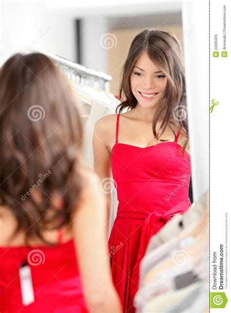 Woman Trying On Dress Stock Image Image Of Beautiful 22095305