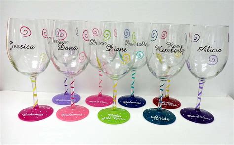 Personalized Wine Glasses Hand Painted Wine Glass Wedding