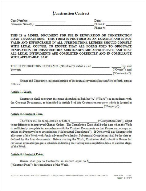 28 Construction Contract Form Templates Free Pdf Doc