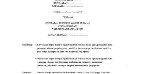 Contoh SK Komite Sekolah 2019/2020 - Dokumen Sekolah Dasar