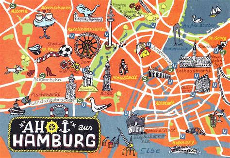 Die karte kommt zu dir mitsamt umschlag aus recyclingpapier (hellblau mit weißen punkten) und schutzfolie. „Hamburg meine Perle…", die Stadt an der Elbe | .COMM