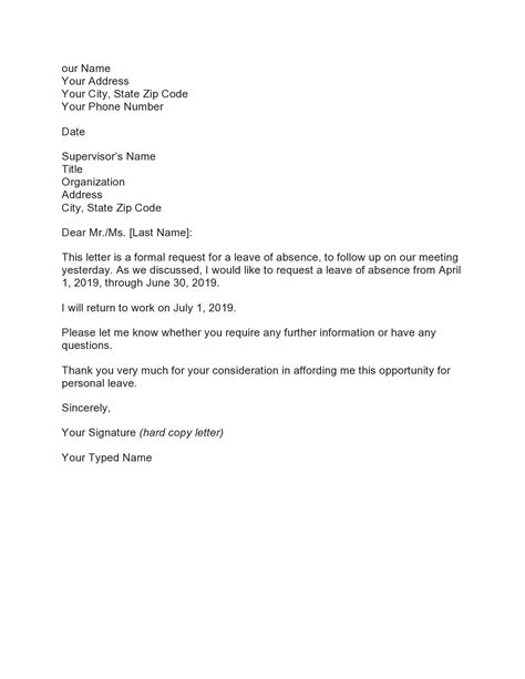 Request A Leave Of Absence Letter Collection Letter Template Collection