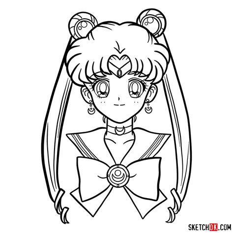 How To Draw Sailor Moons Face Step By Step Sketchok Easy Drawing Guides