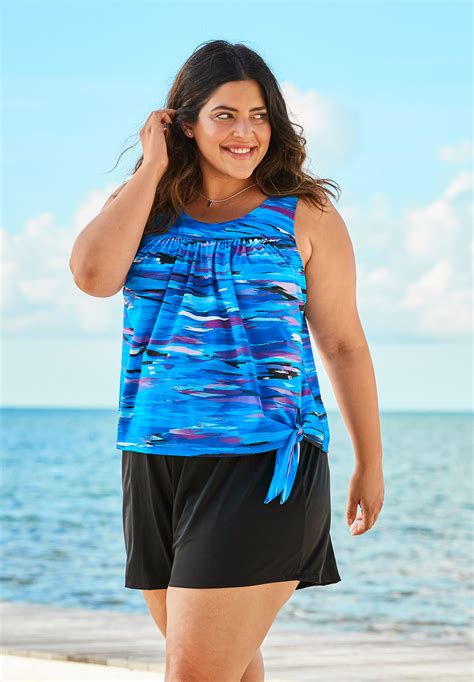 2 Piece Blouson Set Plus Size Two Piece Swimsuits Woman