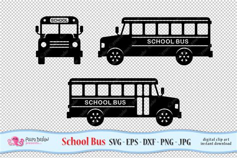 School Bus SVG, Eps, Dxf, Png, Jpg (300259) | Illustrations | Design