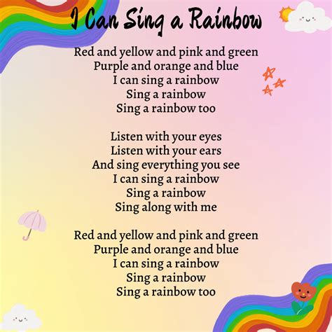 I Can Sing A Rainbow Printable Lyrics Origins And Video