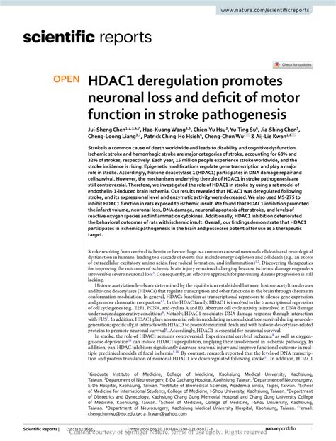 Pdf Hdac1 Deregulation Promotes Neuronal Loss And Deficit Of Motor