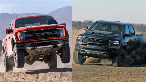 2021 Ford F 150 Raptor Vs 2021 Ram 1500 Trx Off Road Truck Comparo Autoblog