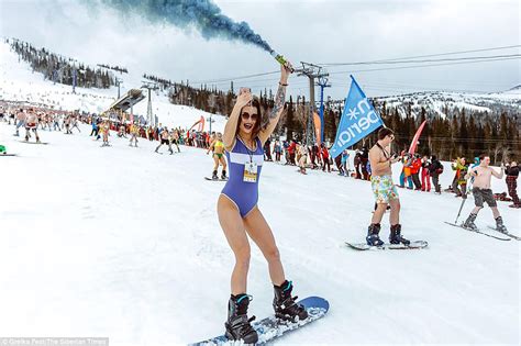 Skiers Strip Off To Underwear To Mark The End Of Winter In Siberia