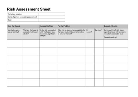Risk Assessment Worksheet Template Worksheet Source My Xxx Hot Girl