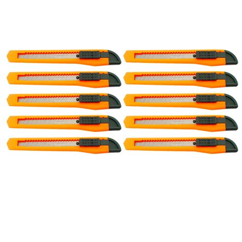 10x Bulk Small Neon Orange Utility Knife Box Cutters Snap Off Blade 9mm