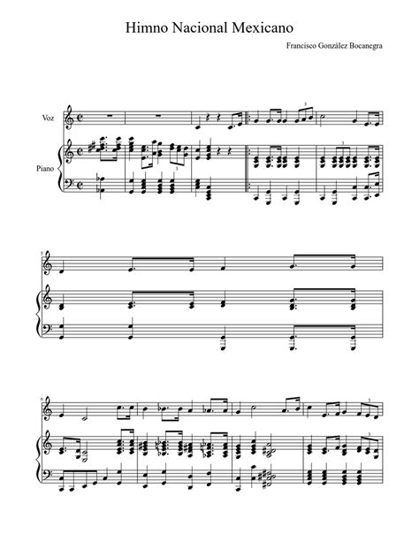 Himno Nacional Mexicano Oficial Sheet Music For Piano Solo