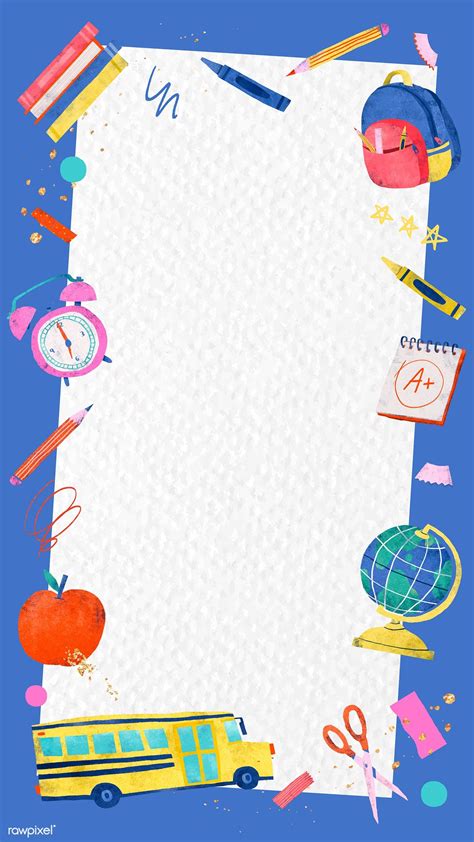 Download Premium Vector Of Blue Back To School Frame Mobile Phone