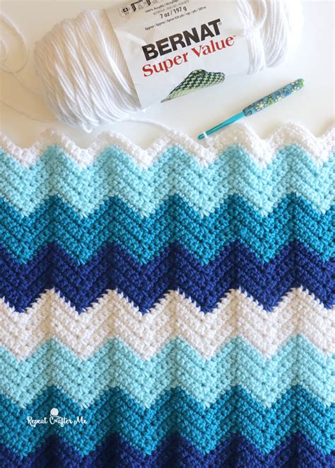 Easy Crochet Chevron Blanket Repeat Crafter Me