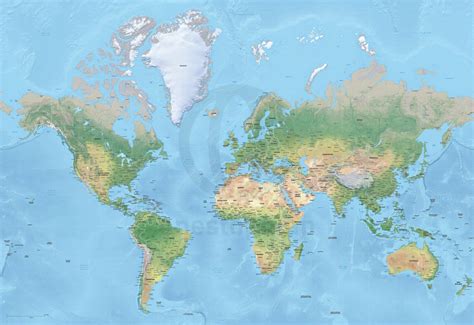 Editable Map World Relief Political