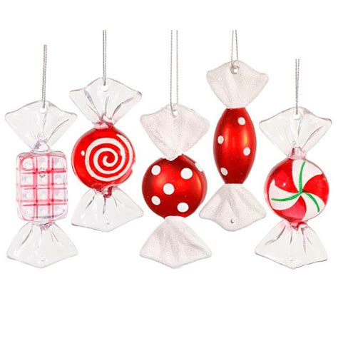 Assorted Peppermint Candy Ornaments 35 Inch 5 Piece Box Candy