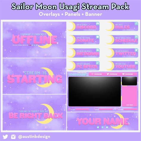 Sailor Moon Usagi Stream Pack Etsy Twitch Streaming Setup Twitch